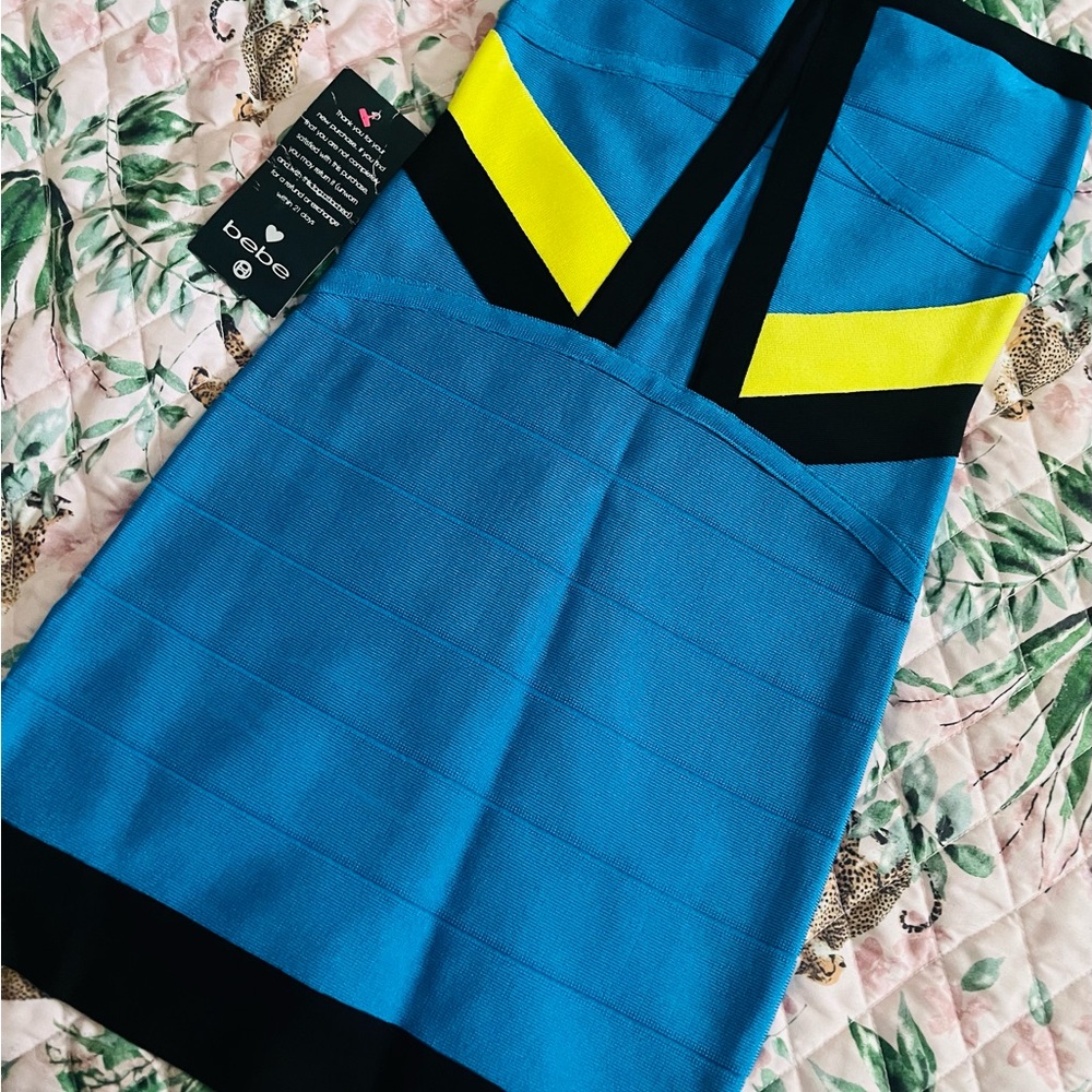 Bebe Vibrant Colorblock Bandage Dress